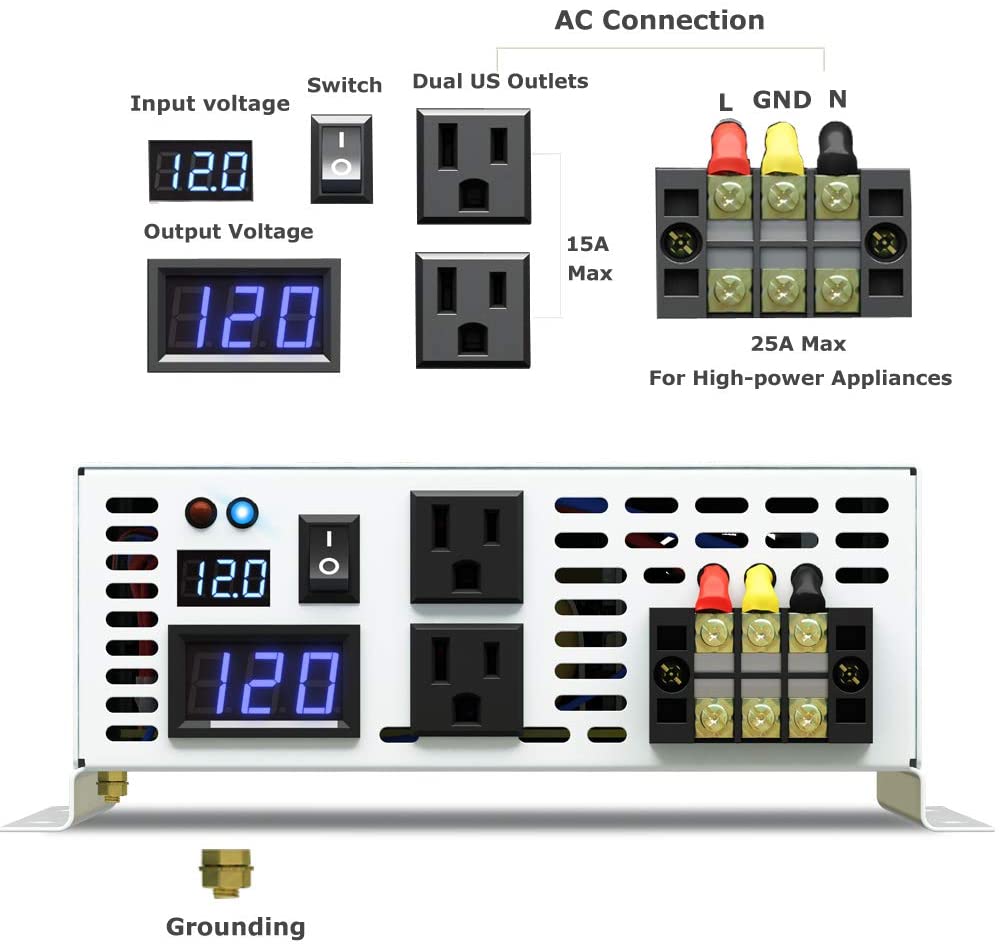 Reine Sinus-wechselrichter 300 – Inverter Pure Sine Wave 60Hz 120V 3000W Bewertung und Preis