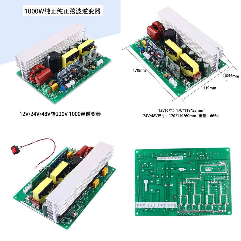 für DC 12V 24V 48V zu AC 220V  – Pure Sine Wave Inverter Board 24V 48V Bewertung und Preis